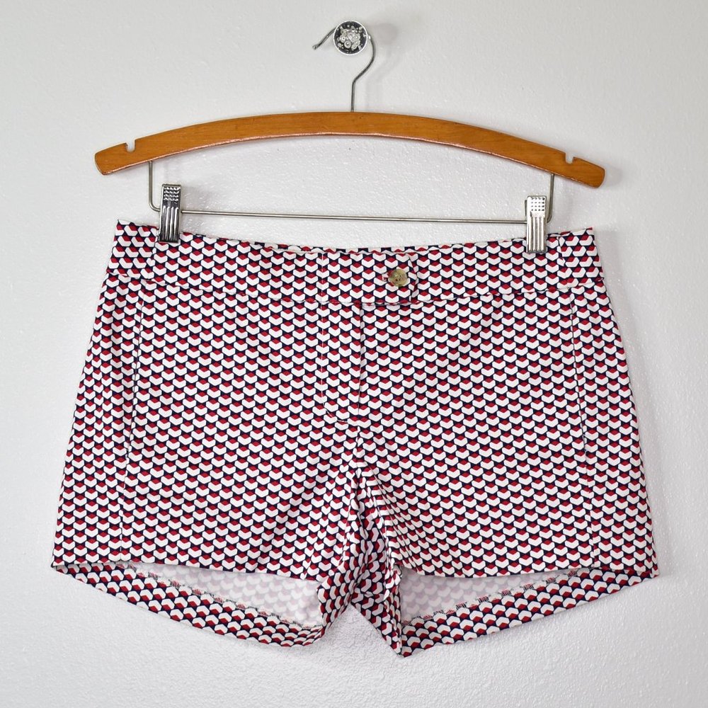 J Crew Factory Womens Stretch City Fit 3" Chino Shorts Size 4 Red White Navy